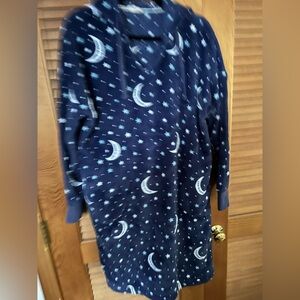 Life is Good Sleepwear Women's Hooded Sleep Shirt Nightgown moons stars Sz S
